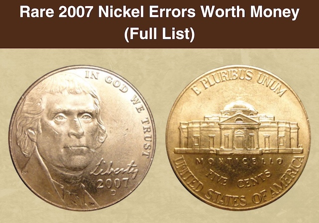 2007 Jefferson nickel obverse showing Thomas Jefferson portrait and reverse showing Monticello